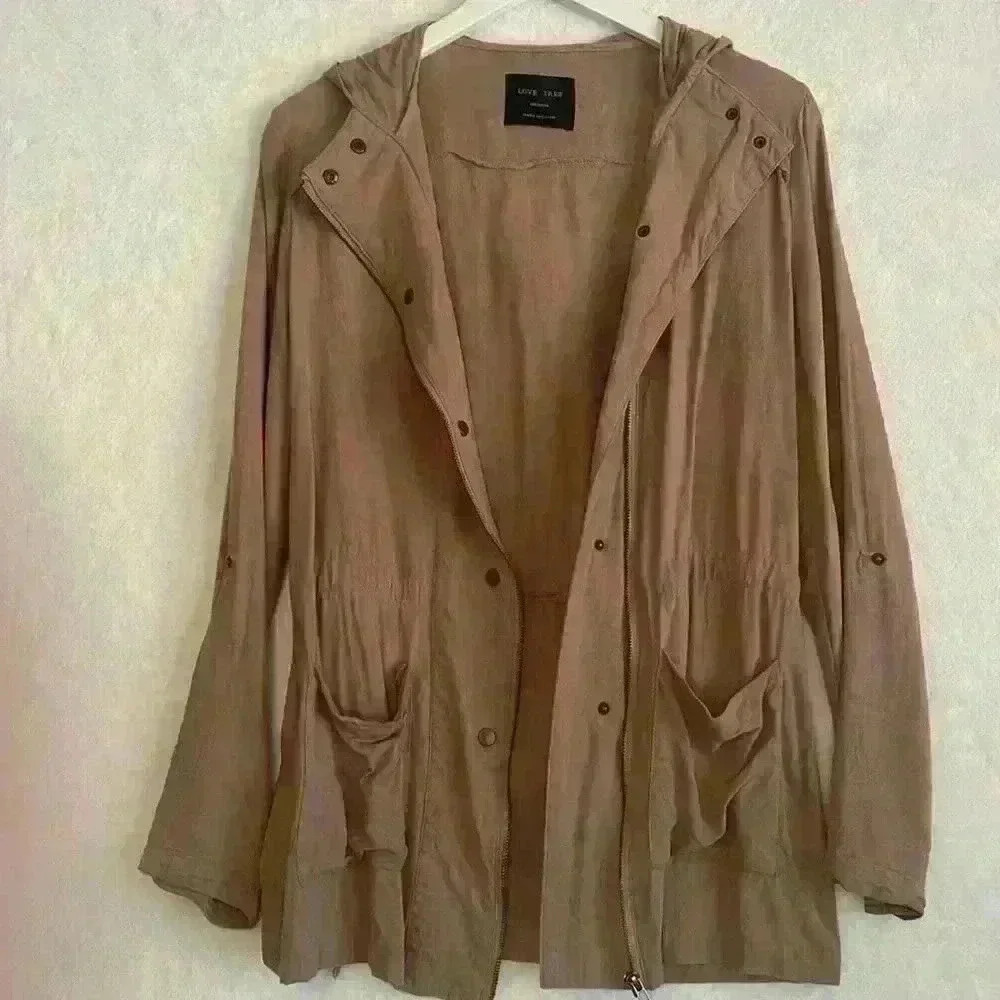 Love Tree Lightweight Utility Jacket Tan SIZE M